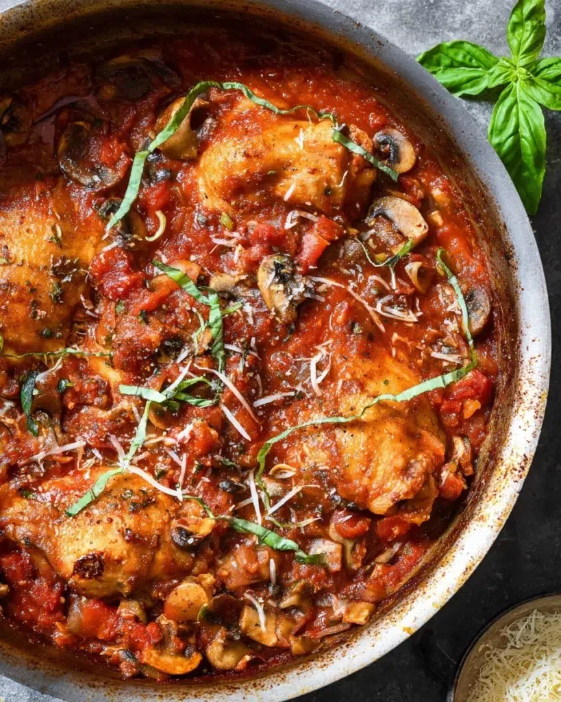 The preparation steps of Chicken Cacciatore